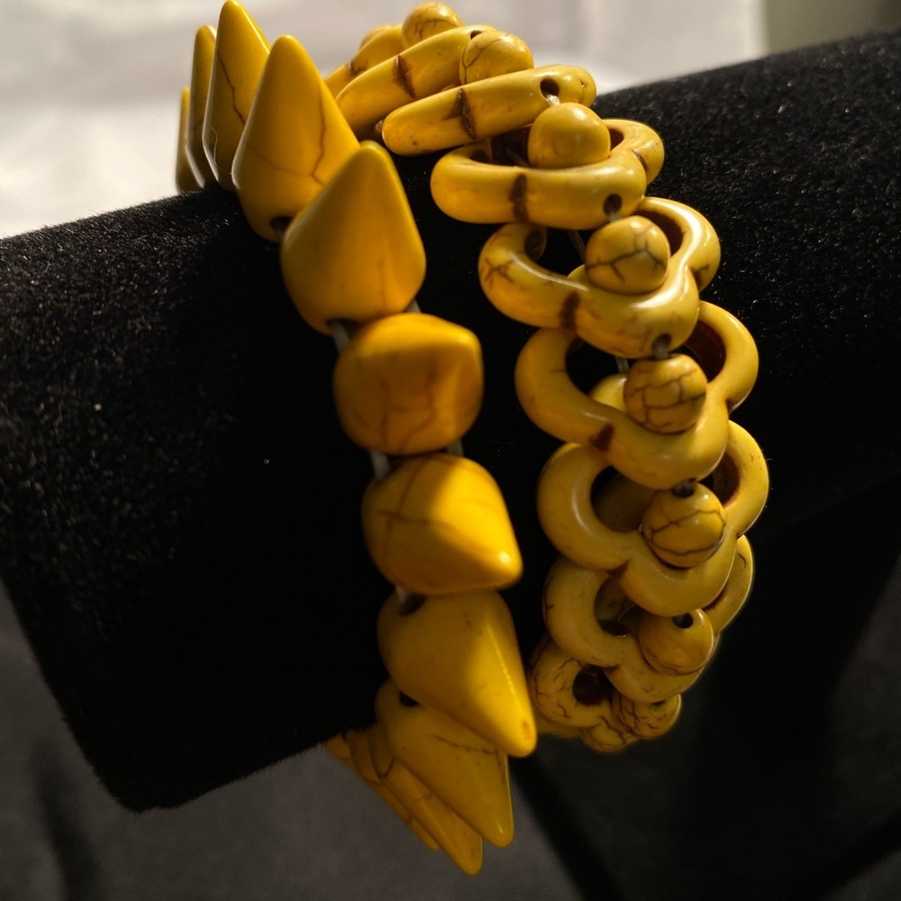 Woven Howlite and Spiked Howlite Bracelets. $10 each or $18 for both. You choose